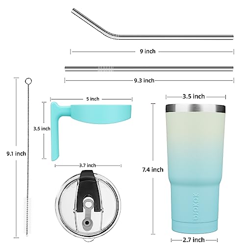 Image of BJPKPK 20 oz Tumbler with Handle & Straw, Insulated Stainless Steel Mug