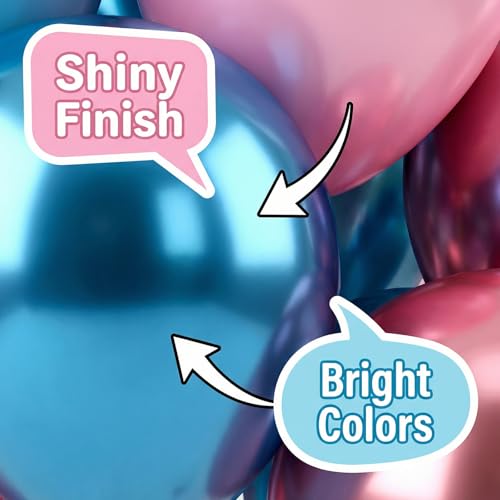 Image of Pink and Blue Balloons Set, 60 Pcs 12 Inch Gender-Reveal Latex Balloons | Thick Durable ，Easy to Inflate，Blue and Pink Balloons with Ribbon for Baby Shower Birthday Boy or Girl Gender Reveal