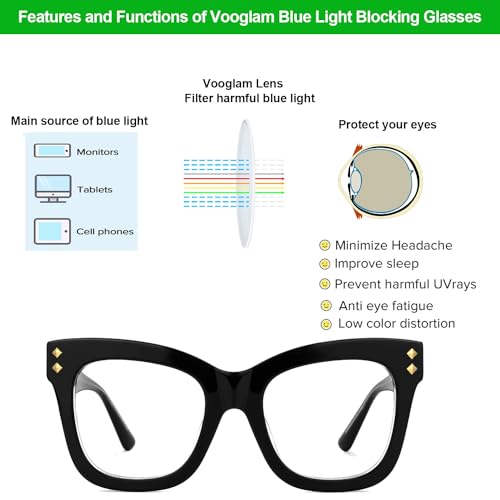 Image of VOOGLAM Square Blue Light Glasses for Women Anti Eyestrain Dry Eyes Computer Phone TV Eyewear Faustyna
