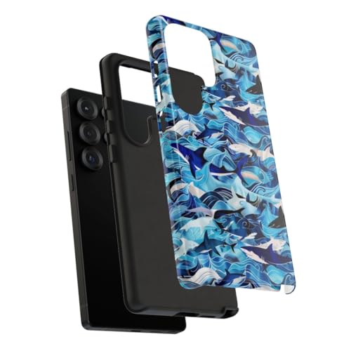 Coque Samsung S25 Ultra rigide brillante requins - Protection océan bleu