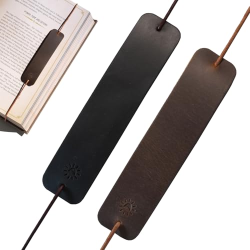 SUNUU Bookmark - Premium Full Grain Genuine Leather-Handmade with Cowhide Leather - Tie-up Bookmark - 0.79x3.54in - 2 Vintage Black and Brown by SUNUU - Used condition - US$6.74