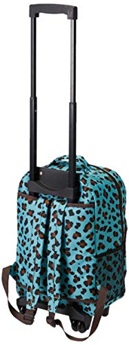 Image of Rockland Double Handle 17 inch Rolling Backpack, Blue Leopard