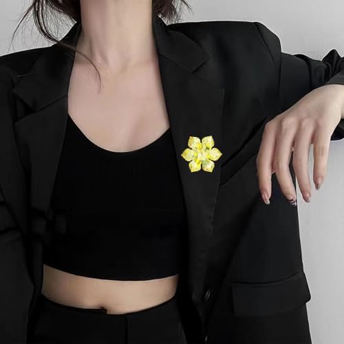 Image of Rhinestone Sunflower Brooch Pin for Women Red Black Purple Large Flower Broochs Snowflake Brooch Marquise Wreath Brooches Jewelry