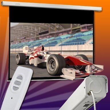 Écran motorisé 350 cm x 197 cm format 16:9 avec télécommande deLuxe infrarouge