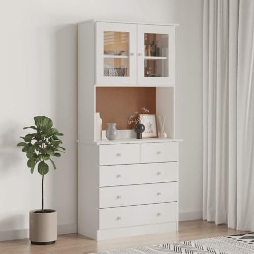 SKM Aparador Alto Alta Madera Maciza de Pino 77x35x165 cm,Mobiliario,Armarios y Almacenamiento,Aparadores,3187780