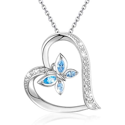 Butterfly Necklace 925 Sterling Silver CZ Pendant Necklaces for Women and Girls, Gifts for Her Nice Jewellery, 18 inches Chain (Silver butterfly) (Butterfly Silver) Cover