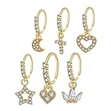 BESPORTBLE Run Anillo De Nariz De Arete De Circón Clips De La Nariz Anillos En La Nariz Aros De Nariz para Mujer Joyería De La Nariz Anillo De La Nariz Cobre Dorado 6 Piezas X 4