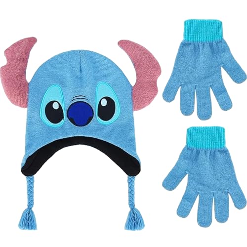 Disney's Lilo and Stitch Acrylic Winter Peruvian Beanie with Tassels, Blue