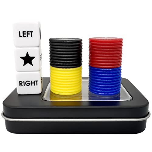 Ahoper Left Right Center Dice Game Prime Set with 3 Dices + 40 Chips.Left on The Product Means Pass 1 chip to The Left, Right on The Product Means...