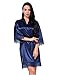 Produktbild Nachtwäsche Damen Morgenmantel Kimono Robe Satin Kurze Bademantel Mit Spitze Für Frauen (Marine, XL)