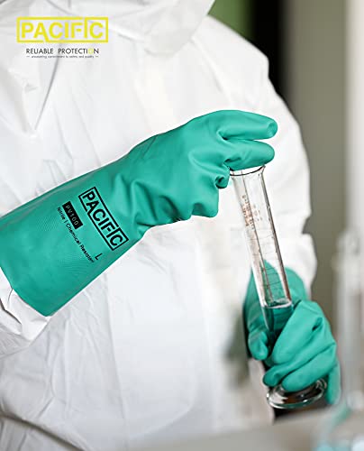 Pacific Ppe 2 Pairs Nitrile Chemical Resistant Gloves, Flocked, Resist Strong Acid, Alkali, 15 Mil, 12.6", Xx-Large #TOP5