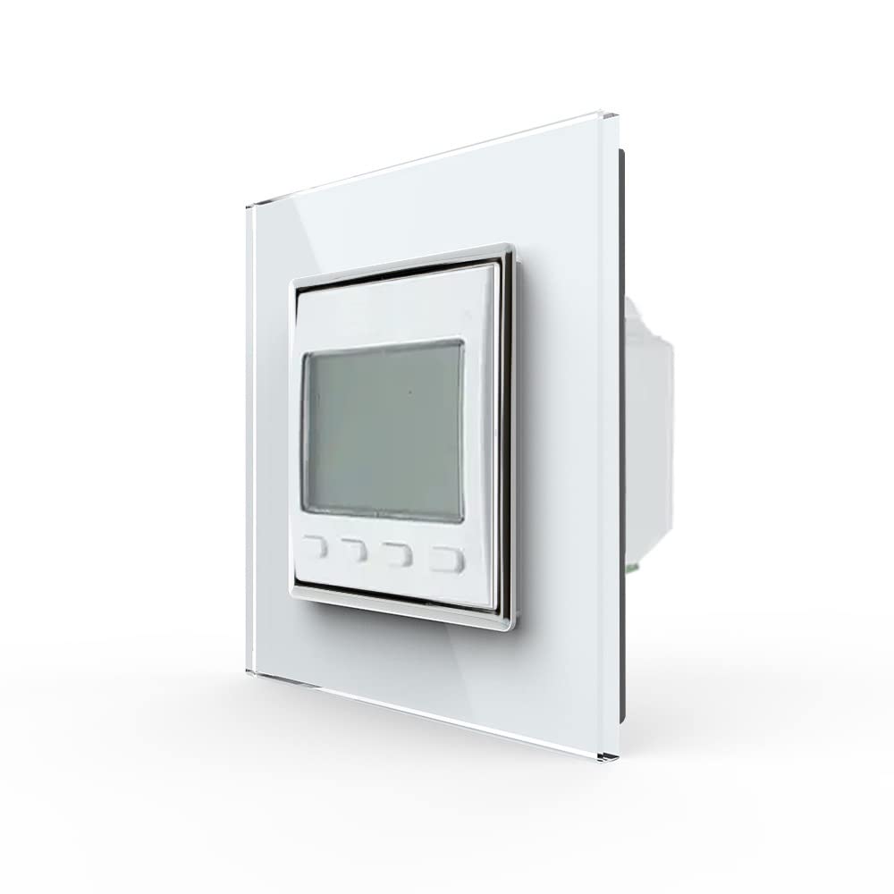 LIVOLO LCD Raumthermostat Thermostat Fußbodenheizung Weiß mit Glasrahmen für Fußboden Heizung Programmierbarer Wandthermostat Zeitpläne digitaler Display Raumtemperaturregler VL-Pro/SR-11