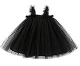 GSVIBK Baby Girls Tutu Dress Toddler Infant Tulle Skirts Sleeveless Sundress Mini Dress Bubble 5 Layers 9M Black 708