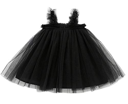 Image of GSVIBK Baby Girls Tutu Dress Sleeveless Toddler Cotton Tulle Skirt Princess Party Prom Dresses