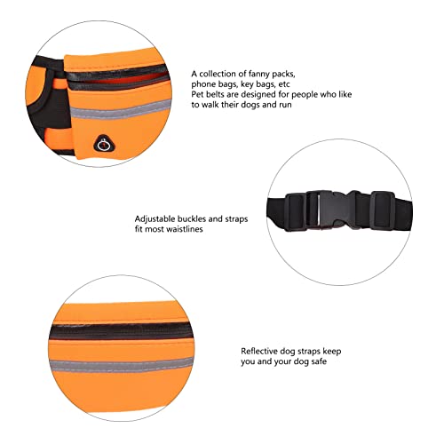 Waist Leads for Dogs Hands Free Dog Leash Fanny Pack Waist Dog Leash Nylon Bungee Leash Pack for Night Running Walking(Orange) - Image 2