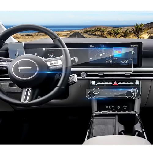 Coleya 2025 2026 Tucson Screen Protector for Hyundai Tucson (Dual 12.3Inch+AC Display) (SEL/SEL Convenience/XRT/Limited/Blue/N Line), 9H Tempered Glass 2026 Tucson Hybrid Accessories HD Transparent by Coleya - Used condition - US$31.53
