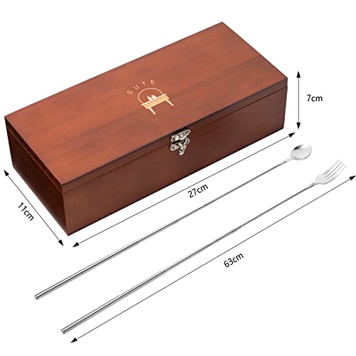 Set de tenedor y cuchara extensibles de acero inoxidable miniatura 7