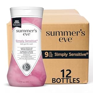 Summer’s Eve Simply Sensitive Daily Gentle All Over Feminine Body Wash, Removes Odor, Feminine Wash pH Balanced, 9 fl oz, 12 Pack