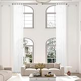 TCUSSIF Extra Long Sheer Curtains, Custom Made, Voile Grommet High Ceiling Window Drapes, 2 Story Curtains for Living Room and Loft(1 Panel, White, 52'x144')