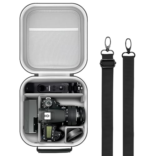 Krypthos Travel Camera Storage Case Compatible with Canon EOS Rebel T7/ R100/ R50/ 90D/ 2000D Nikon D7100/ D7500 Sony Alpha ZV-E10, Camera Protective Storage Holder Organizer Bag Carrying Bag