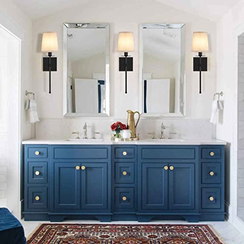 Silmoiran Modern Wall Sconces Set Of 2 Wall Lights Fixture, E12 Indoor Wall Lamp White Fabric Shade Tapered Columm Stand Bathroom Vanity Light For Living Room Bedroom Office Hallway Bedside #TOP3