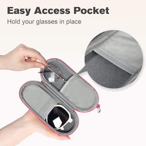 Image of Double Eyeglasses Case, Dual Glasses Sunglasses Organizer with Zipper Closure, Eyewear Storage Box for Men Women Travel