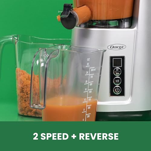 Omega Wide Mouth Juicer Compact Vertical Cold Press Vegetable and Fruit Juice Extractor with 3-Inch Hopper 2-Speed Slow Juicing with Space Saving Design, 120-Watts, Black by Omega - Image 6