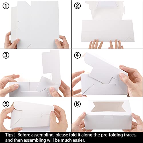 Moretoes 8 Inch Cookie Treat Boxes White Bakery Boxes With 3 Style Window For Cookie, Pastry, Dessert,Chocolate Covered Strawberry And Candy Gift-Giving (24 Pack) #TOP3