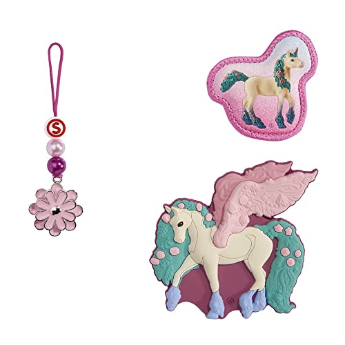 Step by Step Magic MAGS Schleich bayala® Blütenpegasus, rosa, 3-teilig, 2 Magnet-Applikationen und 1 Anhänger, als Ergänzung, für die 1. bis 4. Klasse