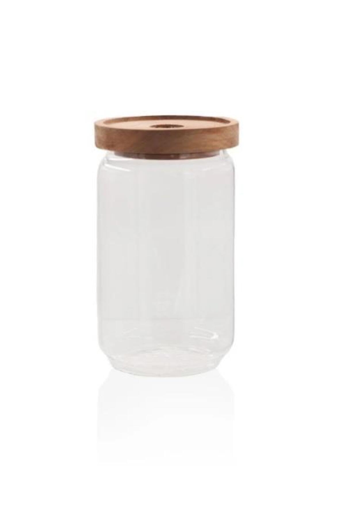Ahşap Kapaklı Cam Saklama Kabı 700 Ml Cam0316