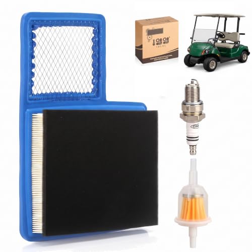 10L0L Golf Cart Tune Up Kit for Yamaha G16 G19 G20 G21 G22 G29 Drive Gas Vehicles 1996-up with 301cc/357cc Engine, Air Filter JN6-E4450-01 JN6-E445E-00, Fuel Filter, Spark Plug
