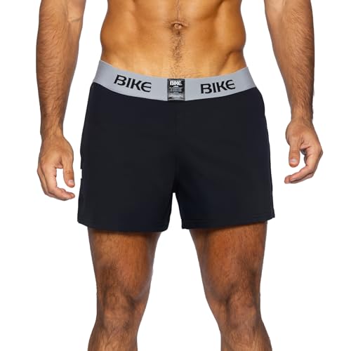 Bike Athletic Jock Shorts | Soft Stretch Fabric for Breathable Comfort | Supportive Fit with Retro-Inspired Design Black
