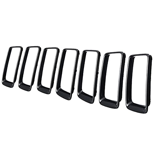 Kyyet 7Pcs Front Bumper Rings Grill Vent Insert Trim Cover Compatible With 2014 2015 2016 Jeep Grand Cherokee Gloss Black #TOP1