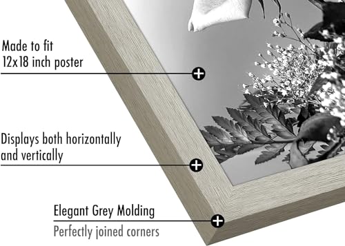Image of Americanflat 12x18 Poster Frame - Gray Engineered Wood with Polished Plexiglass - Wide Picture Frame for Vertical or Horizontal Wall Display - Epic Collection - Gray