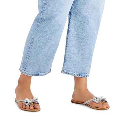 Bow Flat Sandals for Women Flip Flops Sandals Round Open Toe Slip On Thong Sandals Summer Beach Fashion Shoes2