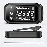 MidingChai 3D Schrittzähler Clip, Schrittzähler Ohne App und Handy, Präziser Pedometer mit Schlüsselband, Kalorienverbrauch, LCD Display, Schrittmesser zum Gehen, Laufen, Joggen, Wandern