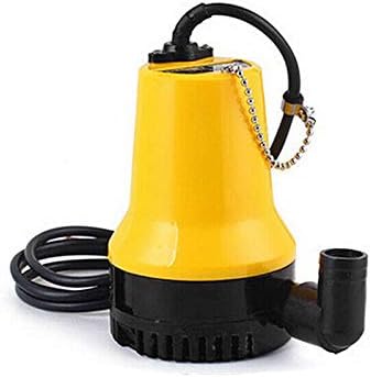 Compact Plastic Submersible Water Pump, 12V DC, 50W, Max Flow 4200 m3/h, Yellow