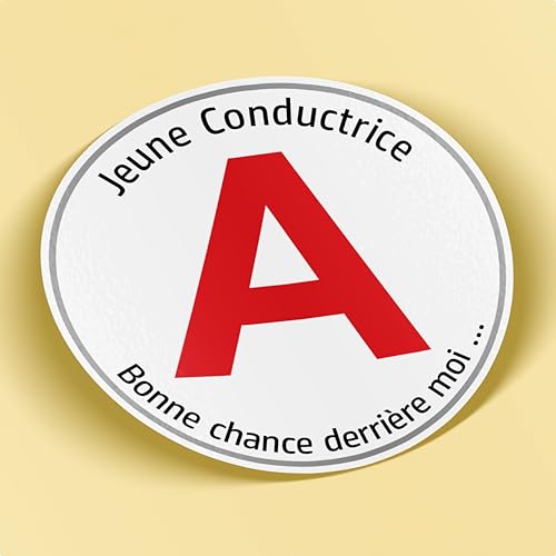 SC ® - Sticker/Autocollant - Disque A Humour " Jeune Conductrice - Bonne Chance derrière moi " Jeune Permis - Jeune Conducteur - idée Cadeau originale - Fabrication Française (Modèle 4)