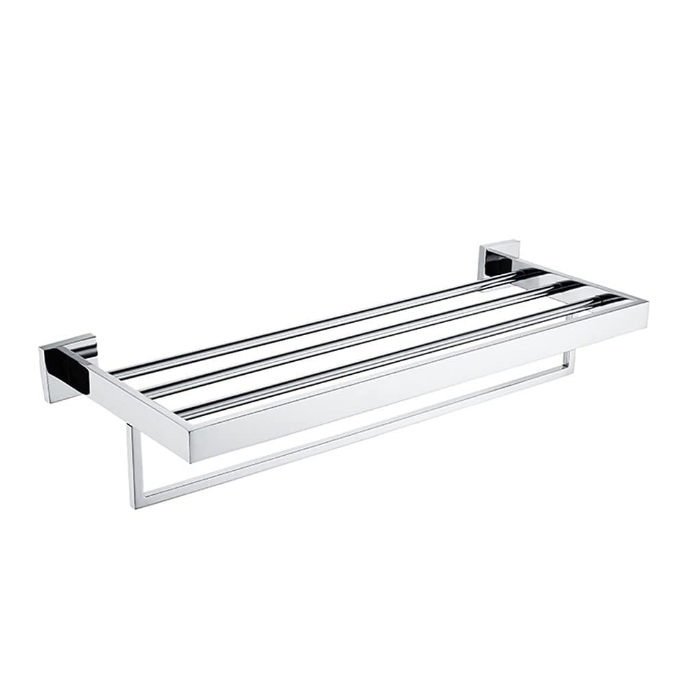 Porte-serviettes mural double niveau pour suspendre le linge et ranger les flacons