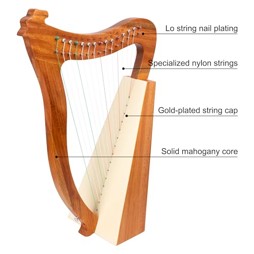 LOMUTY 15-String Lyre Harp with Tuning Wrench Harp Instruments, Lyre Harp is Good Choice for Music Lovers, Beginners and Friends
