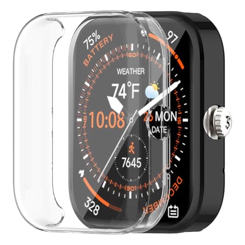 Msvueioe [2-Pack] Screen Protector & Case Compatible with 3Plus Mega, Soft TPU Plated Case All-Around Protective Screen Full Cover Bumper Compatible for 3Plus Mega Smart Watch