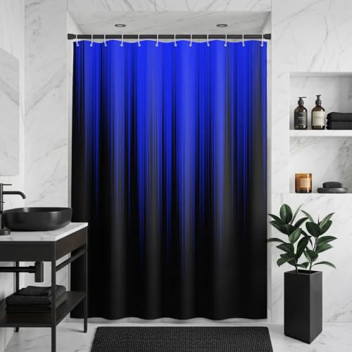 Image of AAtter Royal Blue and Black Shower Curtain, Ombre, 60x72 Inch, 12 Hooks