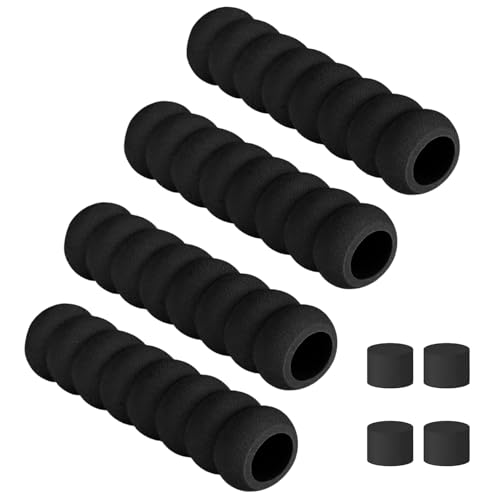 LuLuya Paquete de 4 fundas protectoras para manijas de puerta, anticolisión, cubierta de espuma suave en espiral para calor en verano, manos anticongelantes en invierno (negro)