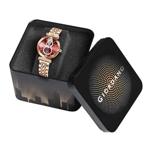 Image of Giordano Luxury Watch for Women - Round Diamond Cut Glass Dial, Elegant Stainless Steel Strap with Quartz Movement