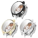 Confezione da 3 custodie compatibili con Huawei Watch GT 6 da 46 mm con pellicola protettiva, in TPU flessibile, antiurto, antigraffio, per smartwatch Huawei Watch GT 6 da 46 mm (nero/oro/argento)