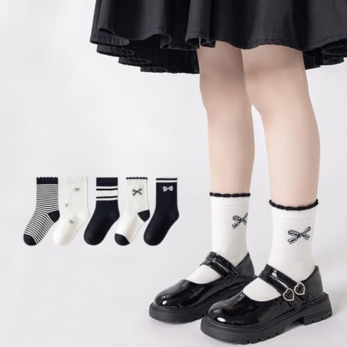 Toddler Socks, Pack of 5 Pair Girls Lace Socks Fashionable Middle Tube Sock Short Sock for Ages 1 to 12 Years Kids2