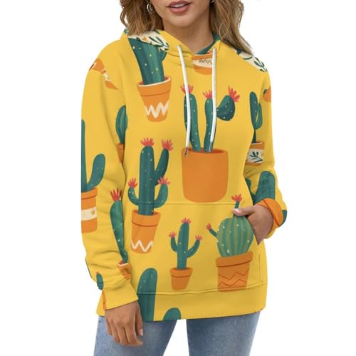 Sweatshirt pullover cactus de dessin animé manches longues pour l'automne - 2