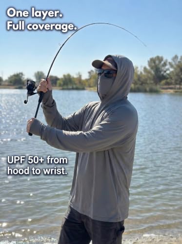 Image of 3 Pack Mens Sun Protection Fishing Hoodie with Face Mask UPF 50+ Long Sleeve Compression Work Shirt Quick Dry