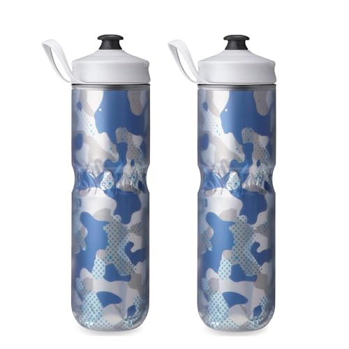 Image of HydraPak | Polar Bottle - Polar Sport Insulated Water Bottle 2-Pack - BPA-Free, Sport & Bike Squeeze Bottle with Handle (Contender Blue, 700ml / 24oz)