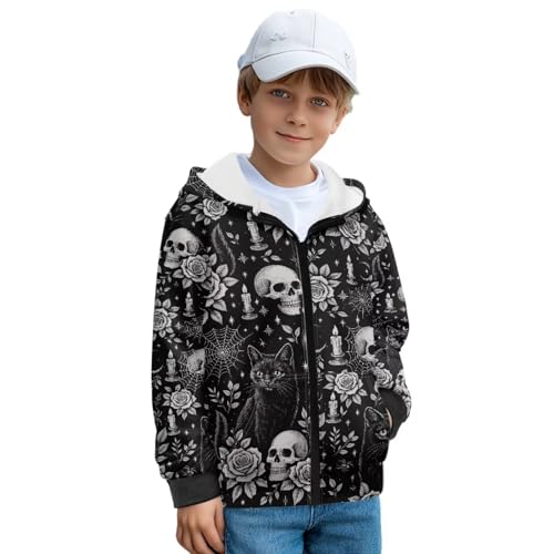 Halloween Sweatshirt Hooded Fleece Hoodie Zip-Up Cardigan Sweatshirts Zipper Jacket for Boys Girls3